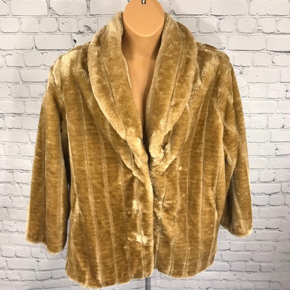 Vintage Jackets & Blazers - NWT Vintage Faur Fux Mint Jacket Lined Tan Coat